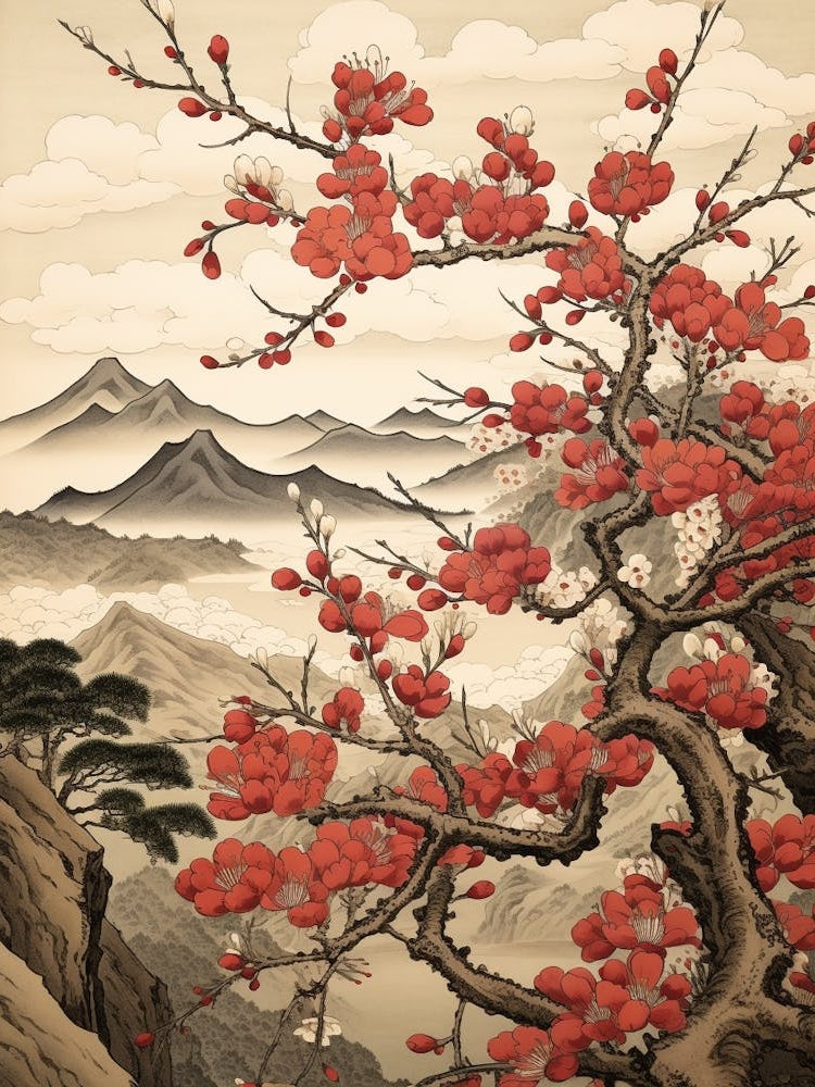 Sakura Cherry Blossom 2 Japanese Botanical Illustration