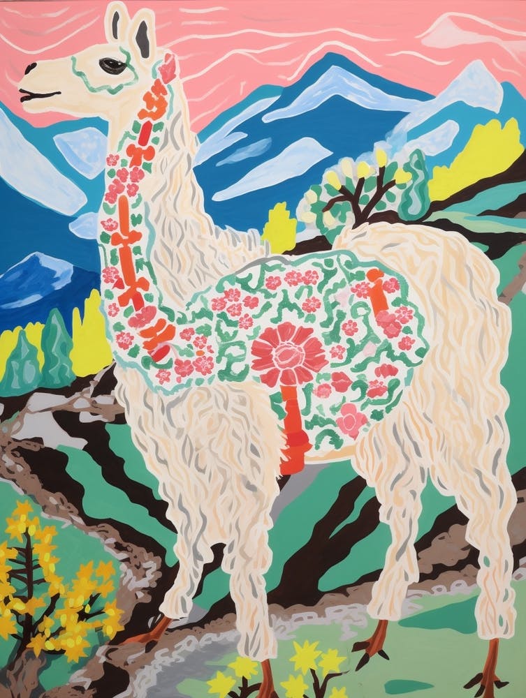 Maximalist Animal Painting Llama 3