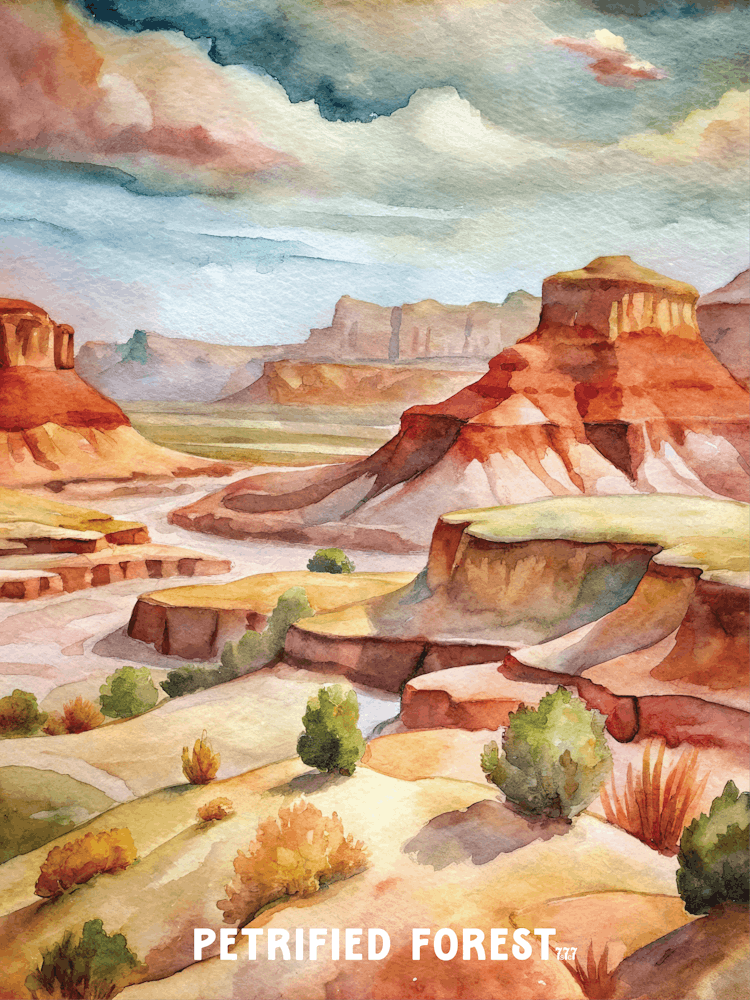 Petrified Forest National Park Watercolor Painting