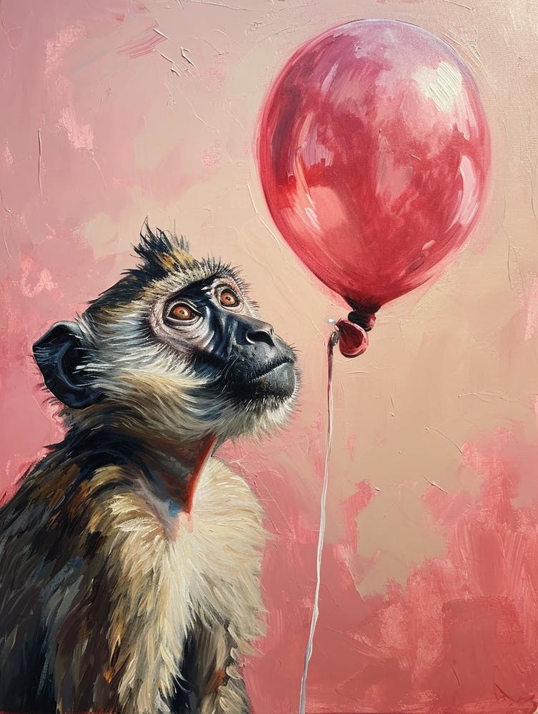 Cute Baboon 1 With Balloon