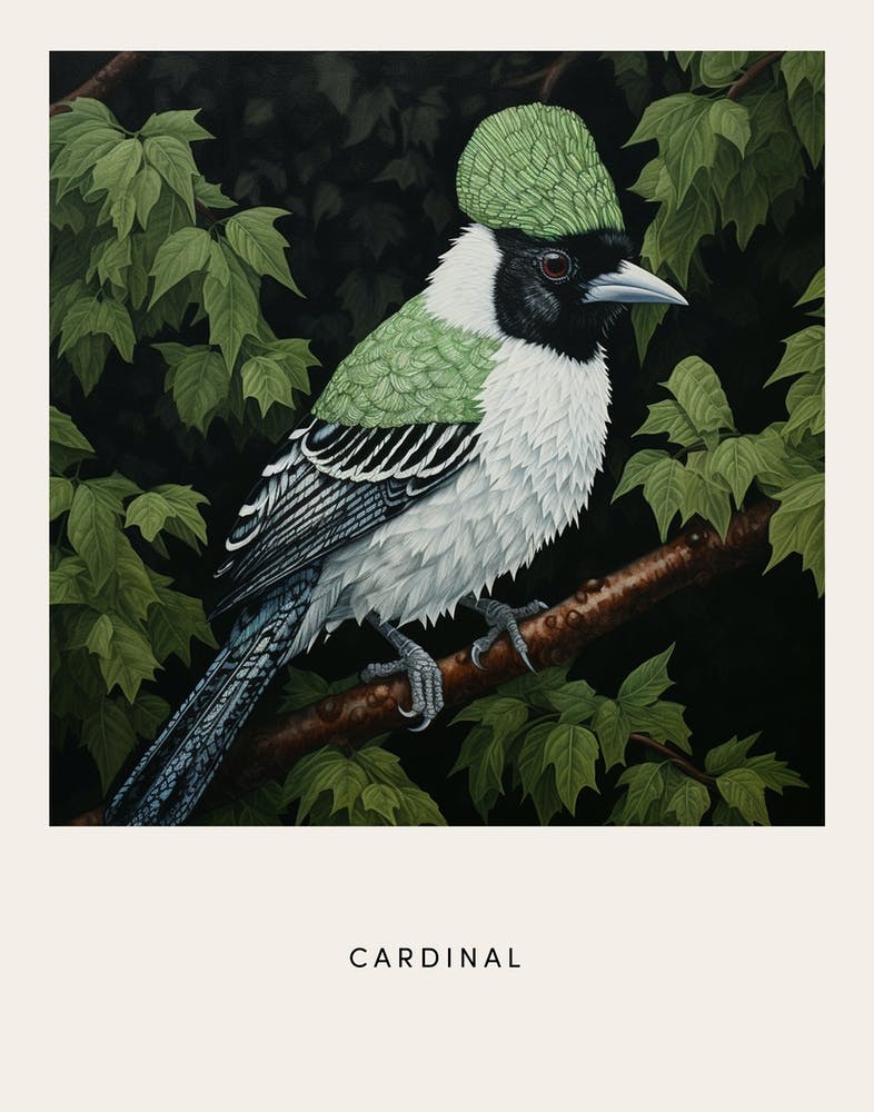 Ohara Koson Inspired Bird Painting Cardinal 2 Poster