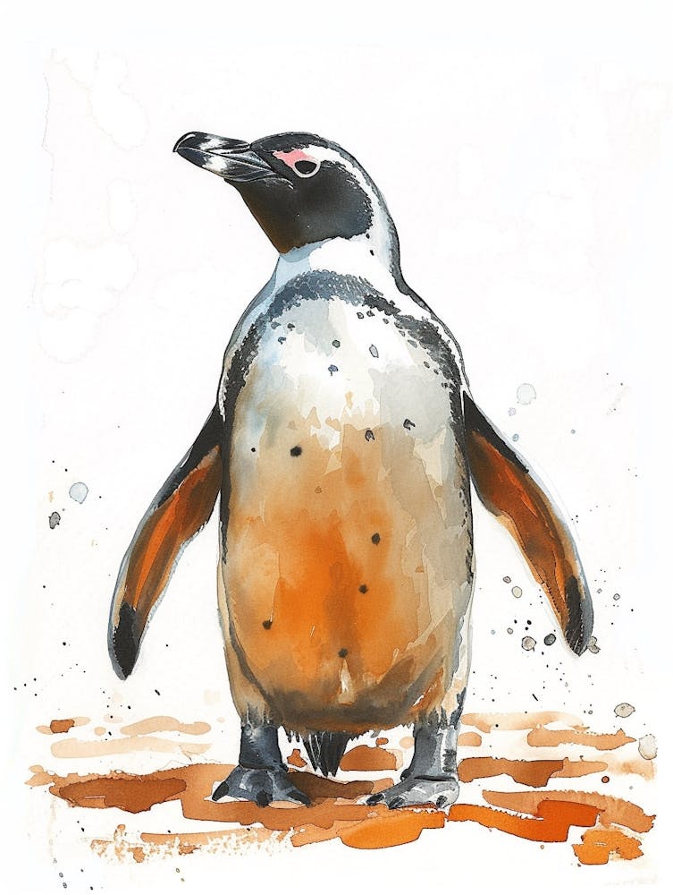 Humboldt-Pinguin Livingston Island Aquarellmalerei 1