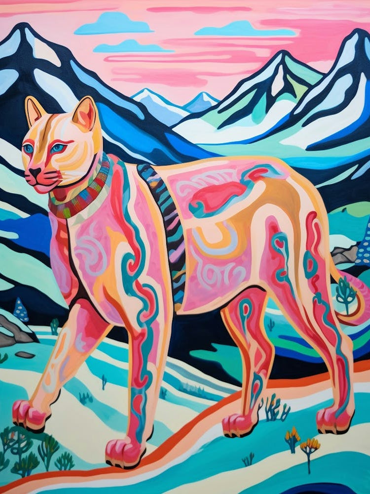 Maximalist Animal Painting Mountain Lion 2