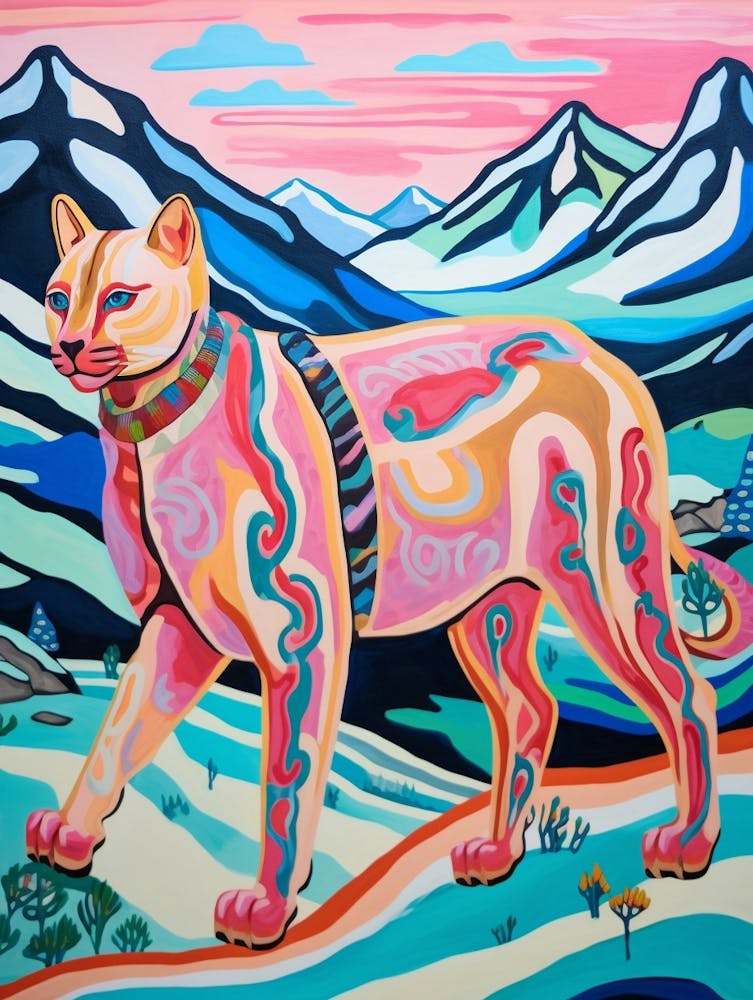 Maximalist Animal Painting Mountain Lion 2