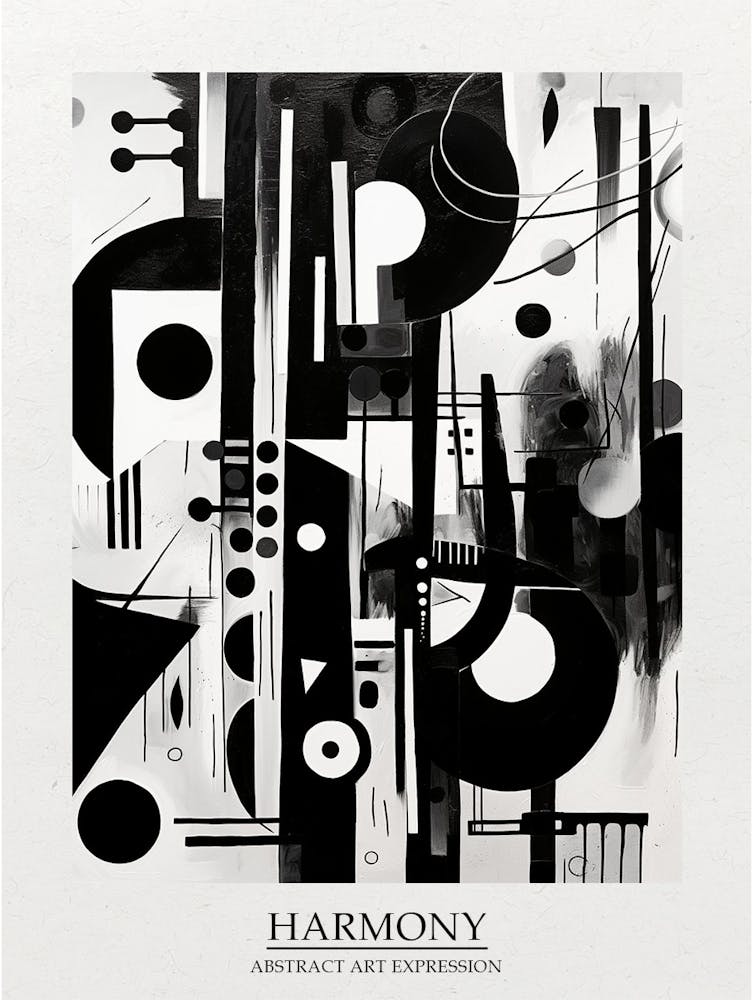 Harmony Abstract Black And White 4 Poster