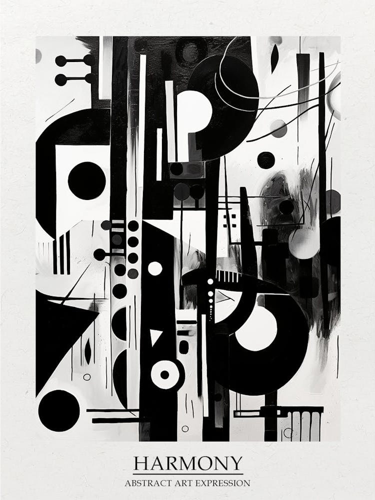 Harmony Abstract Black And White 4 Poster