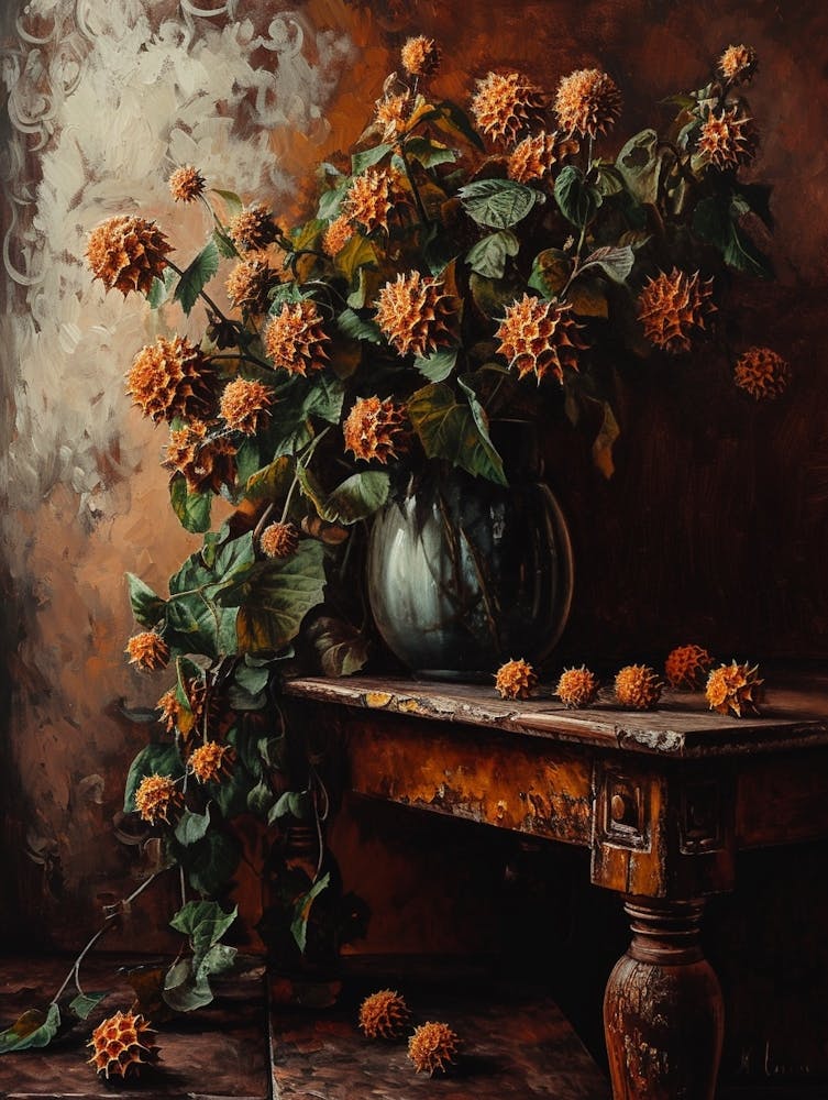 Baroque Floral Still Life Globe Amaranth 2