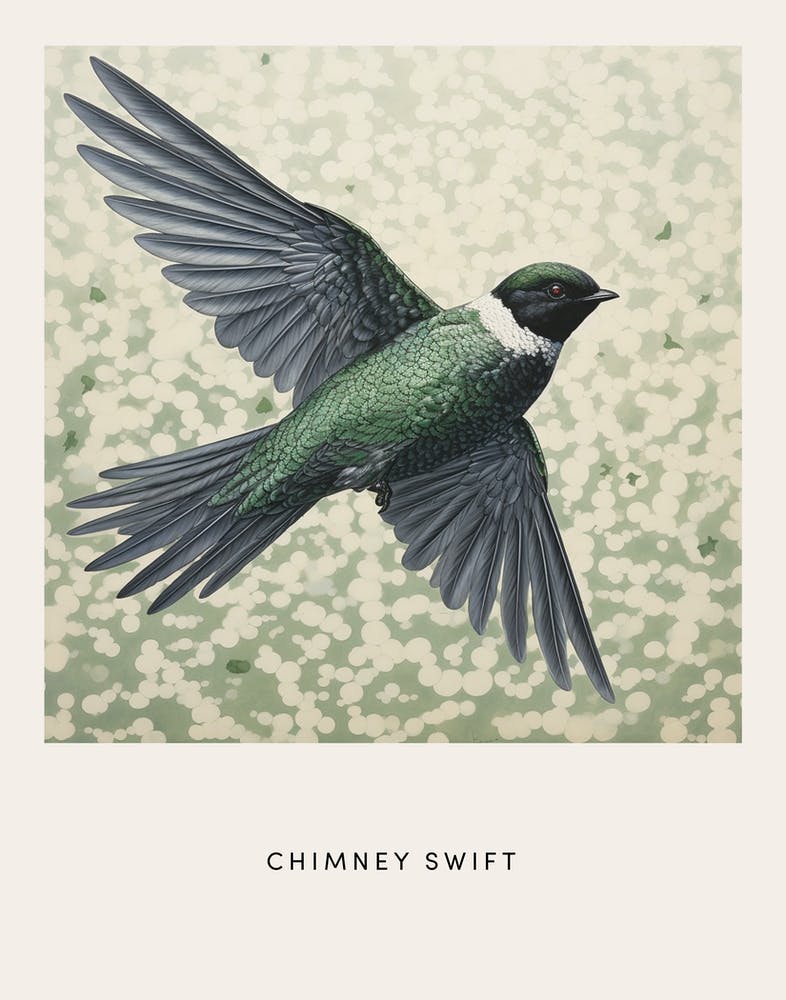 Ohara Koson Inspired Bird Painting Chimney Swift 1 Poster