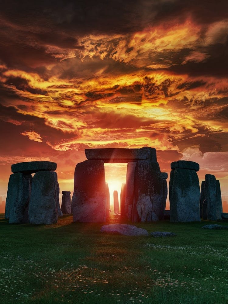 Sonnenuntergang bei Stonehenge