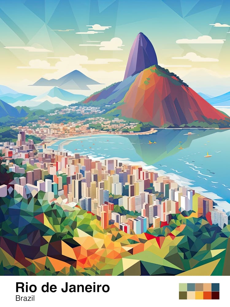 Rio De Janeiro, Brazil, Geometric Illustration 1 Poster