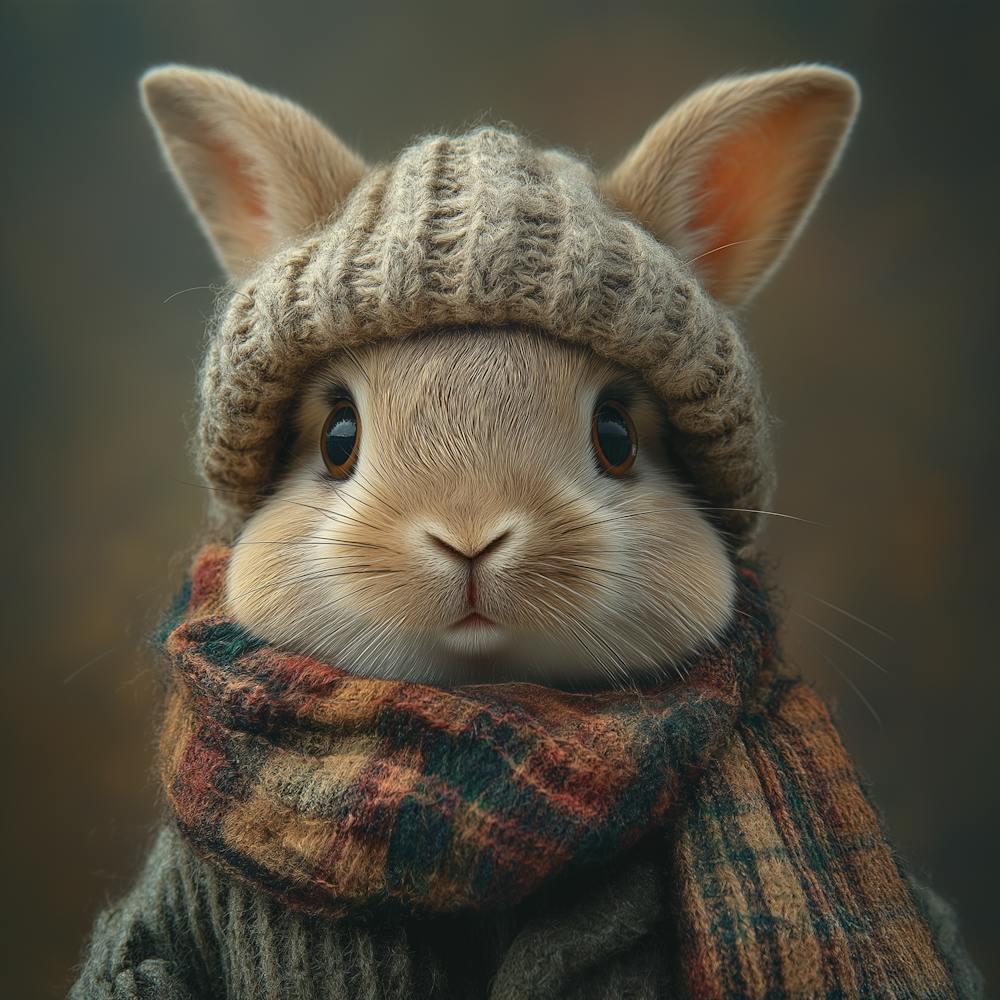Rabbit With Tartan Scarf