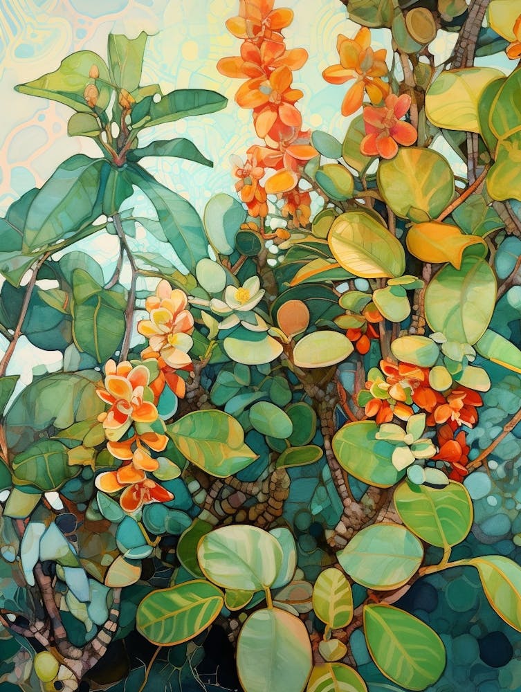 Tropical Plant Painting Jade Plant 1