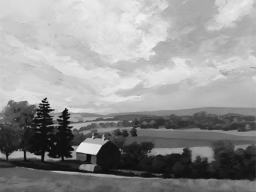 Black And White Landscape Painting