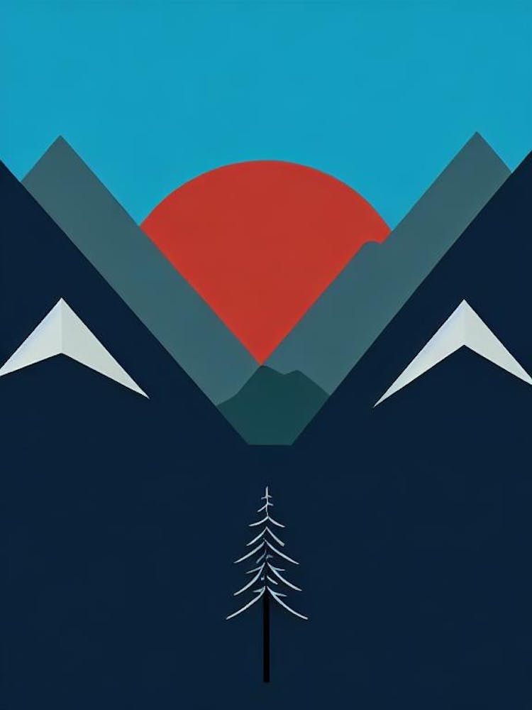 Perisher, Australia Modern Illustration Skiing Poster
