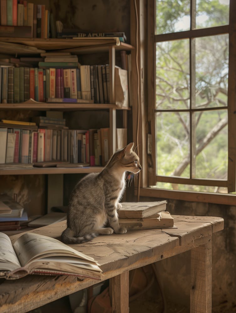 Cat In The Library