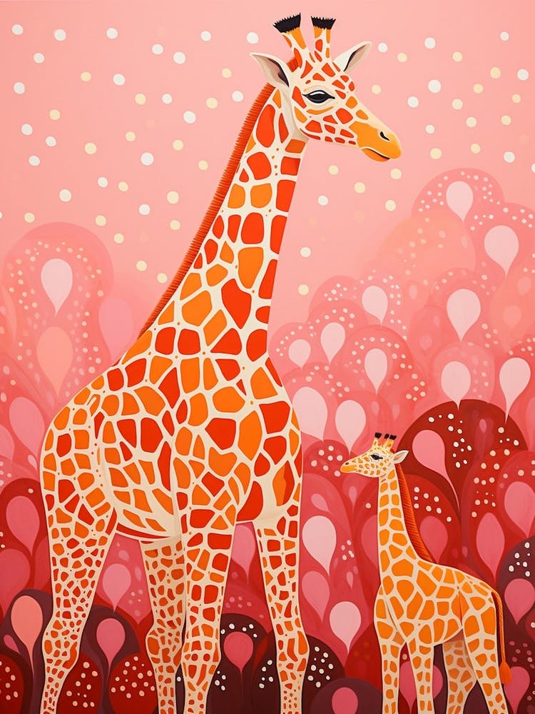 Giraffe & Kalb Rosa 2