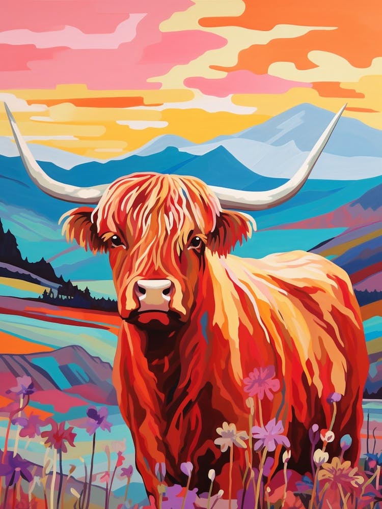 Highland Cow Paint Illustration 2