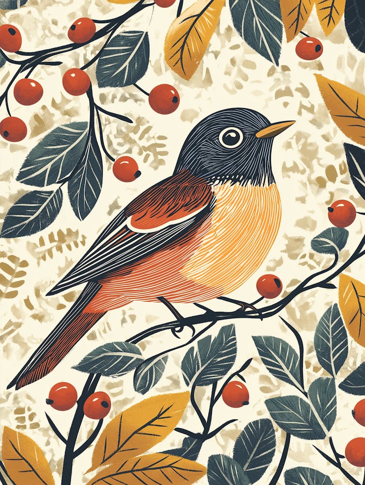 A Beautiful Illustration Of The American Robin