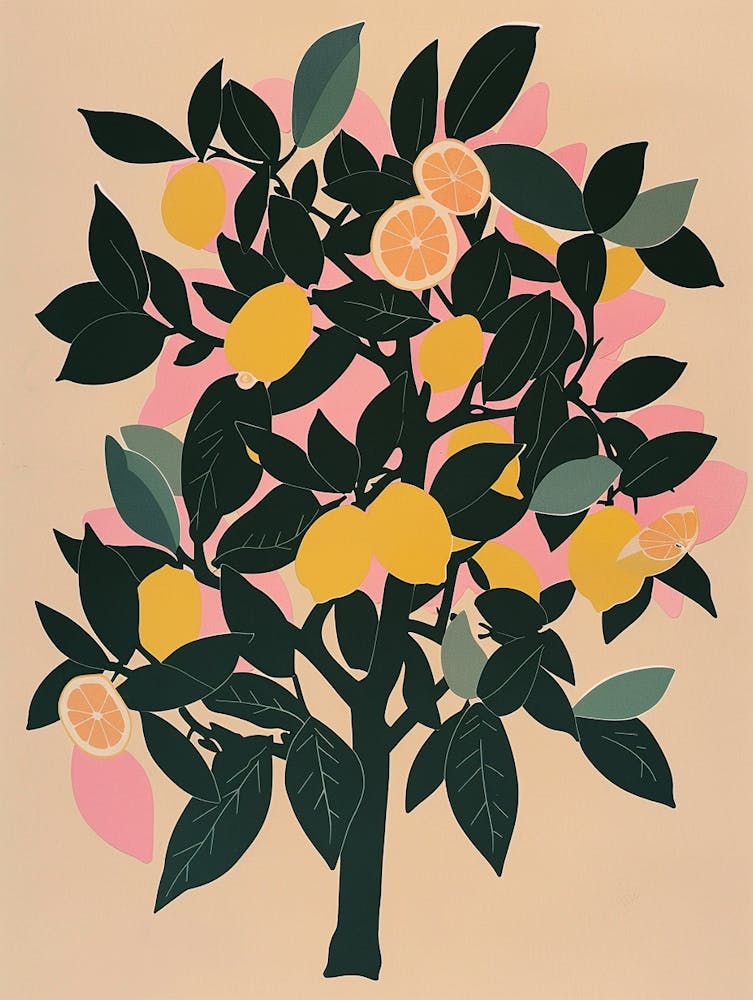 Lemon Tree Colourful Illustration 4