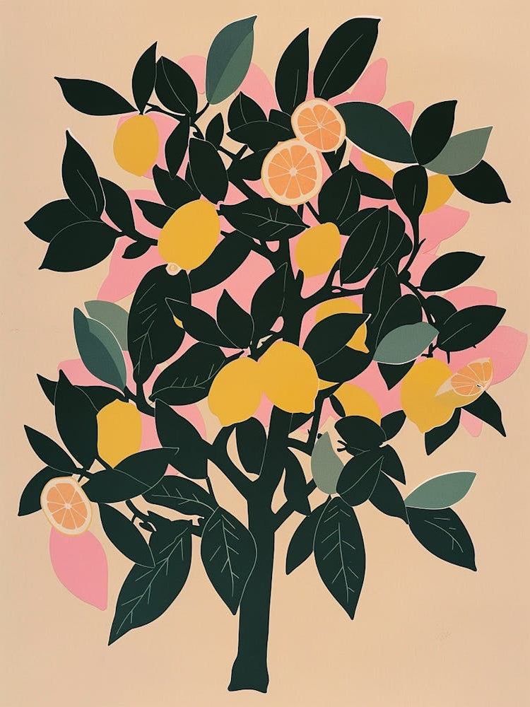 Lemon Tree Colourful Illustration 4
