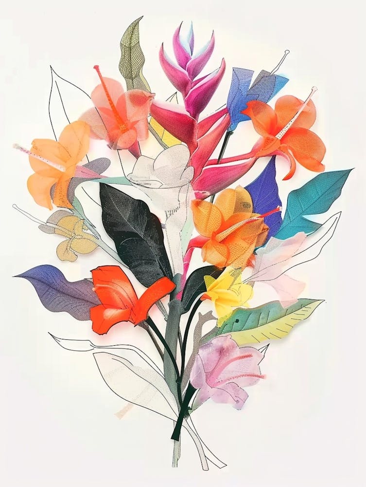Heliconia 3 Collage Blumenstrauß
