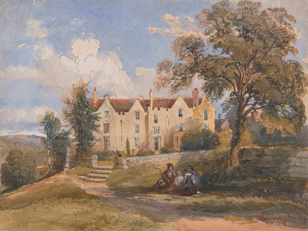 Group Seated In Grounds Of A Large House, David Cox