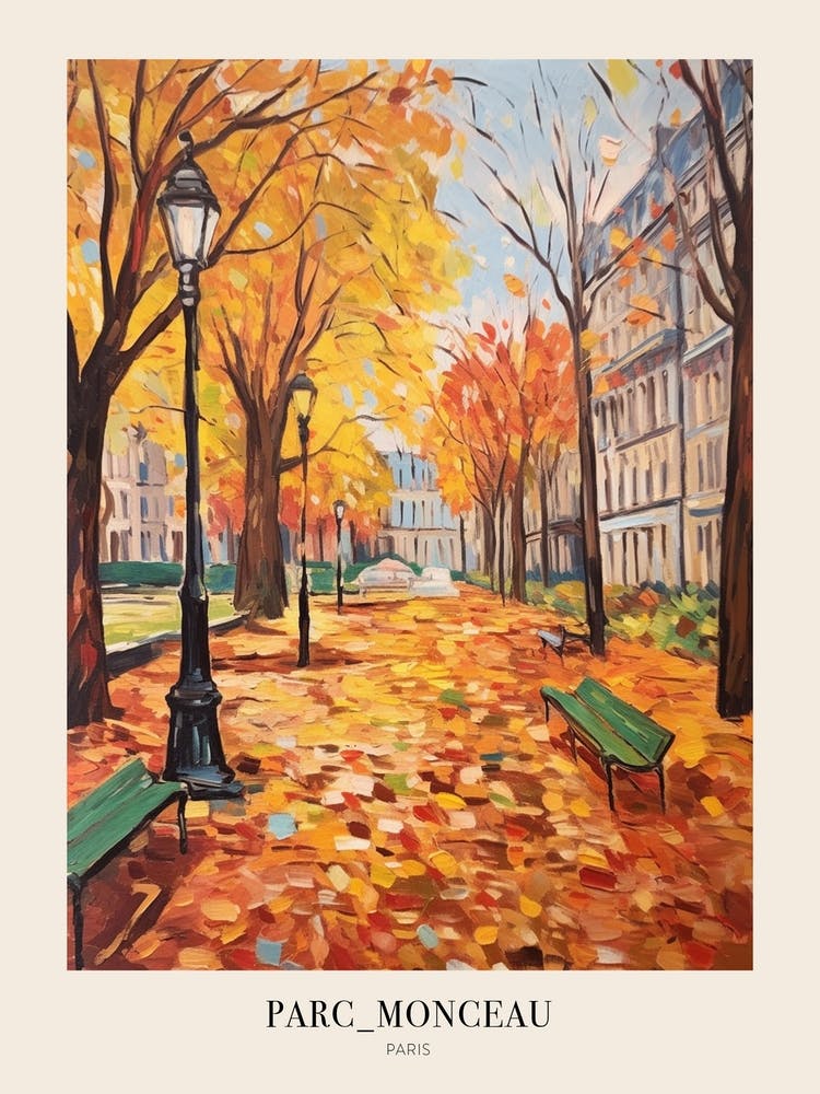 Autumn City Park Painting Parc Monceau Paris France 2 Poster