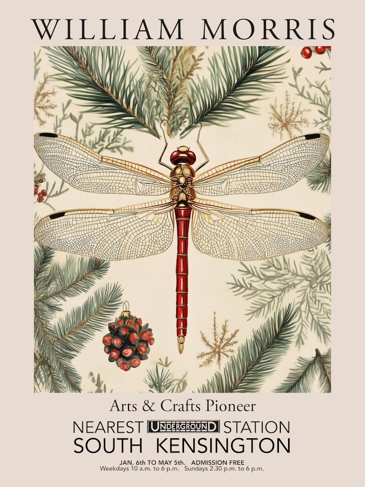 William Morris Prints Dragonfly Gold Christmas Gift Winter Vintage