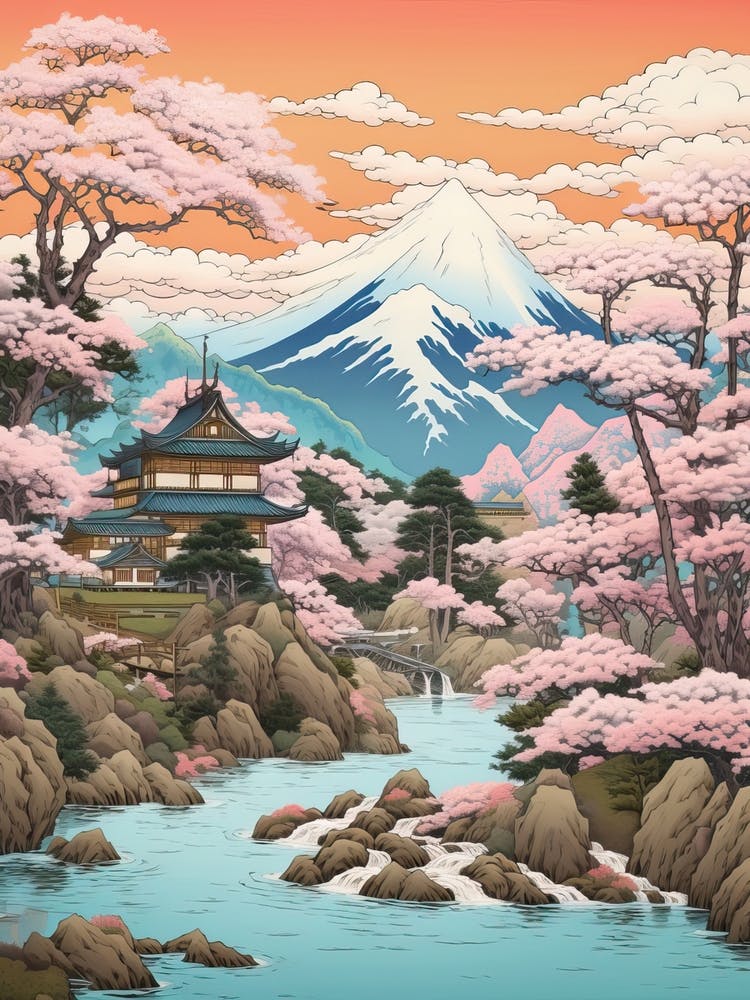 Koya San In Wakayama, Ukiyo E Drawing 2