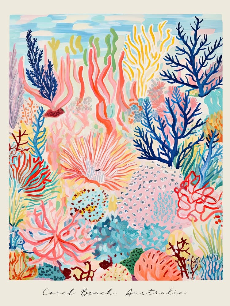 Affiche de Coral Beach, Australie, Style Matisse Et Rousseau 4