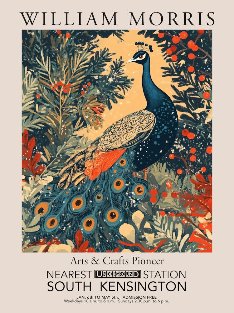 William Morris Prints Peacock Christmas Gift Winter Vintage