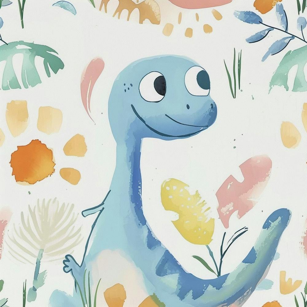 Cute Muted Pastels Compsognathus Dinosaur  1