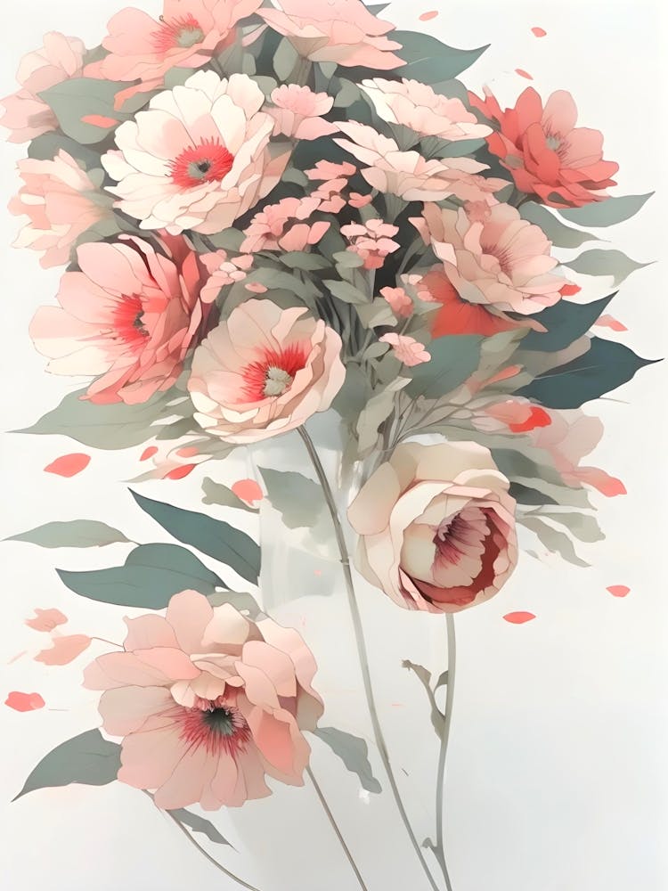 Pink & White Floral Canvas Wall Art Elegant Bedroom Décor for Women