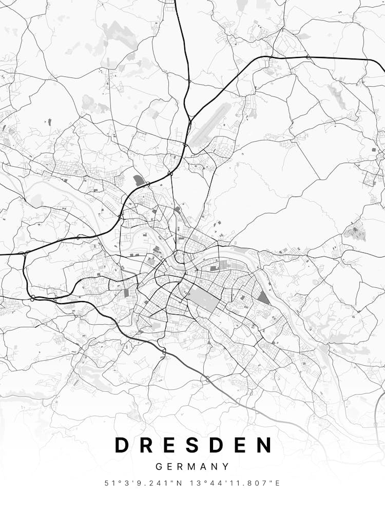 Dresden Germany White Map