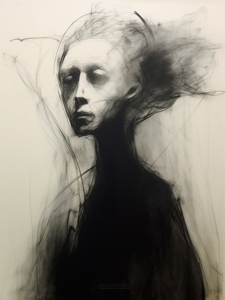 Silhouette Faces Charcoal Style Sketch 2