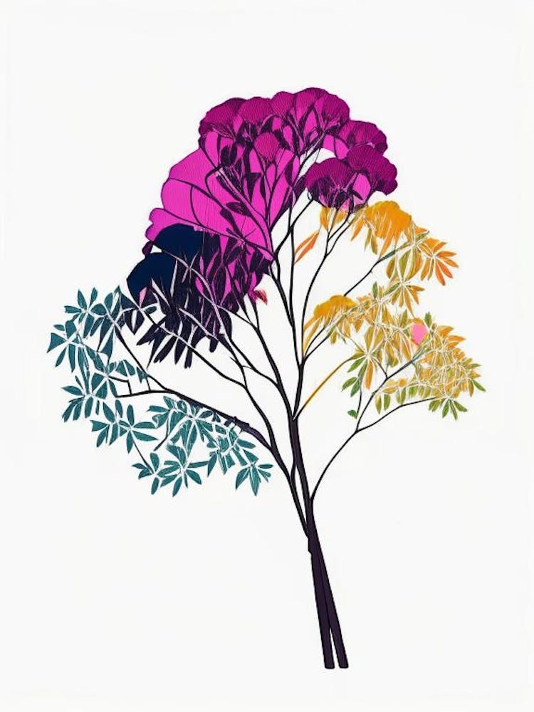 Umbrella Tree Floral Minimal Line Drawing 2 Flower