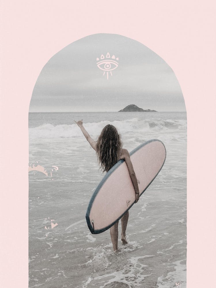 Surf Poster Surf Girl Print Surfer Room Decor Surfer Girl Room Printable Wall Art Boho Surf Prints Pink Surf Print Australia