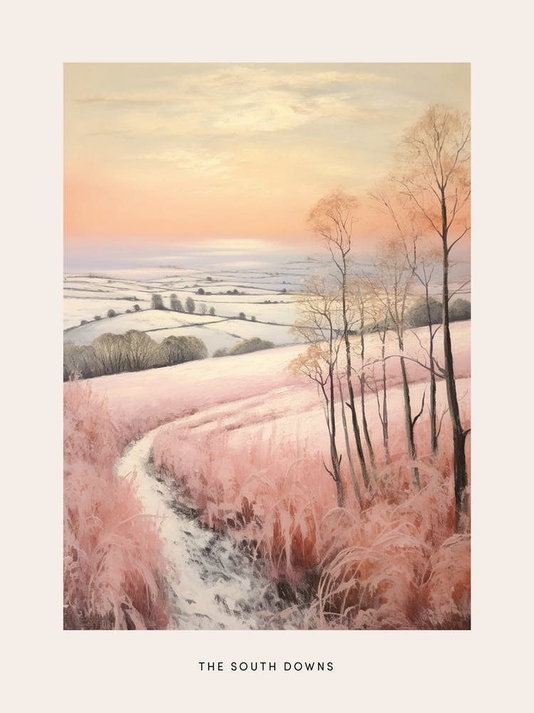 Verträumtes Winter-Nationalpark-Poster The South Downs England 2
