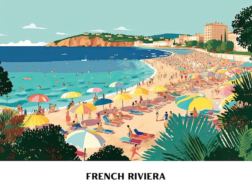 French Riviera Vintage Travel Poster Landscape 3