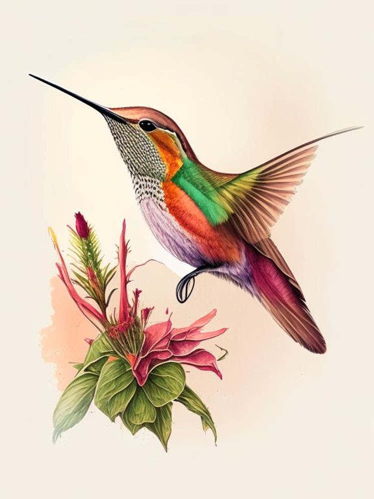 Allen S Hummingbird Retro Drawing