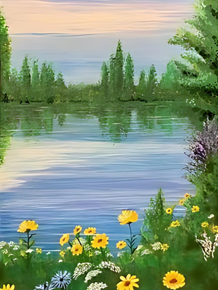 Flowers By The Lake
