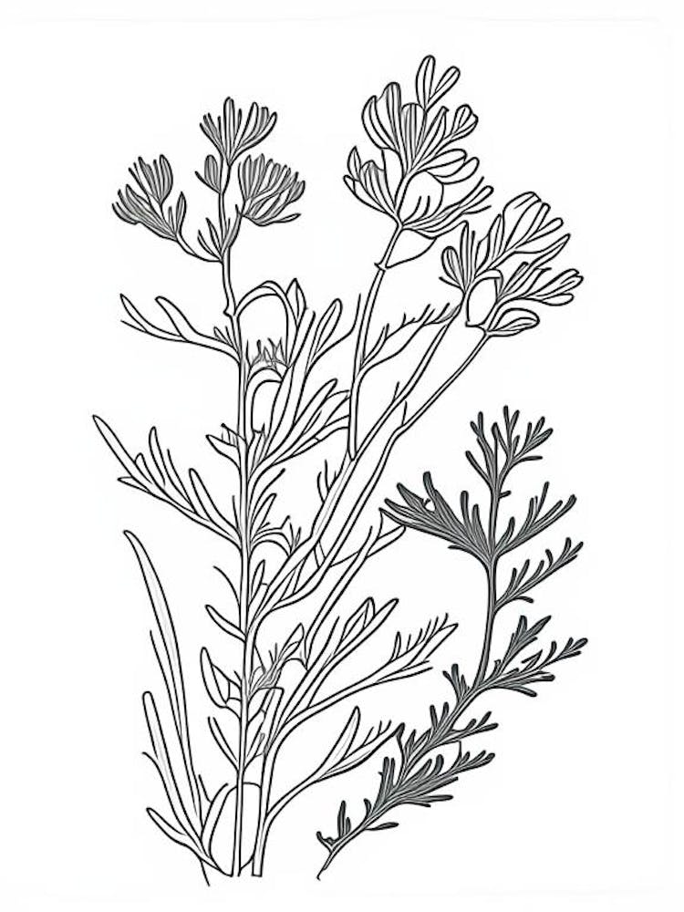 Fenugreek Herb William Morris Inspired Line Drawing 1