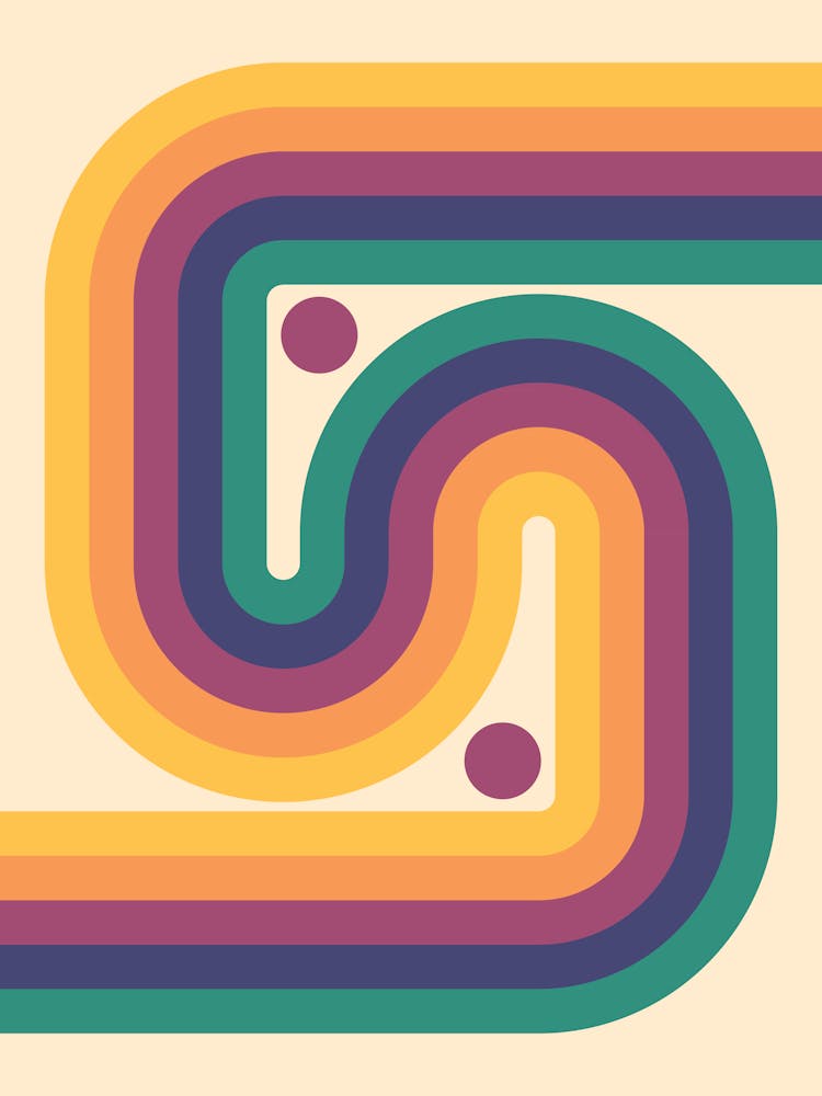 Geometrischer Regenbogen Midcentury Modern Muster Retro-inspiriert 2
