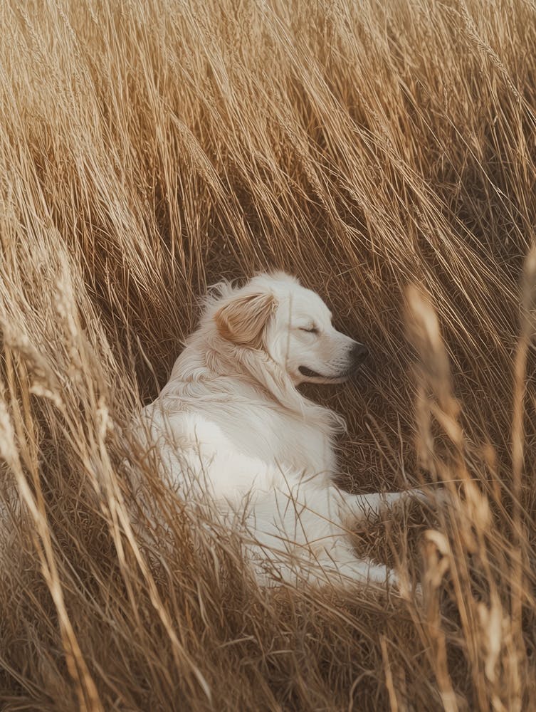Dog In The Grass.Generated AI.