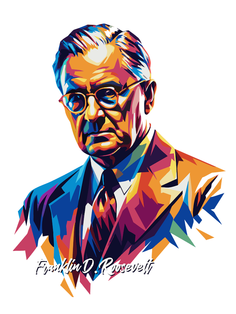 Franklin D Rosevelt 2 Portrait WPAP Pop Art