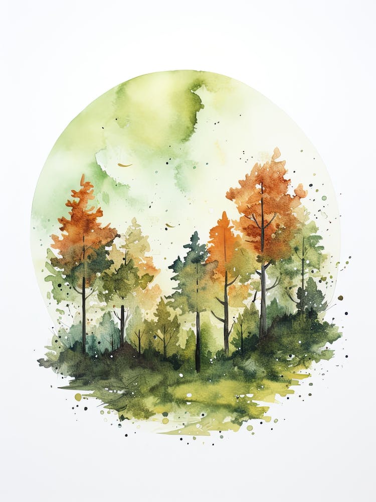 Watercolour Of Sherwood Forest   England 1