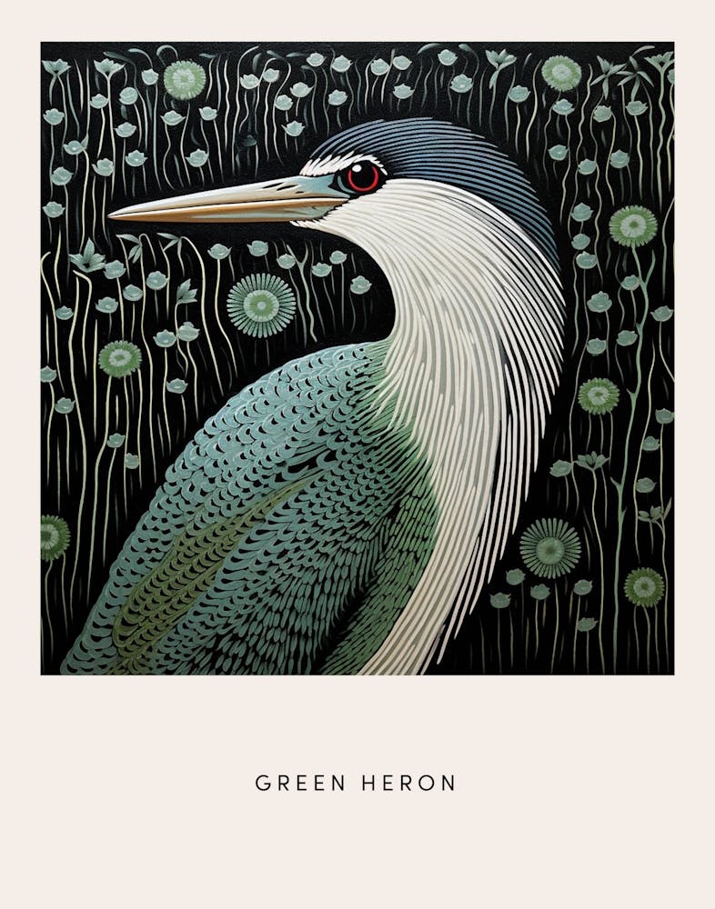 Ohara Koson inspiriertes Vogelgemälde Grünreiher 1 Poster