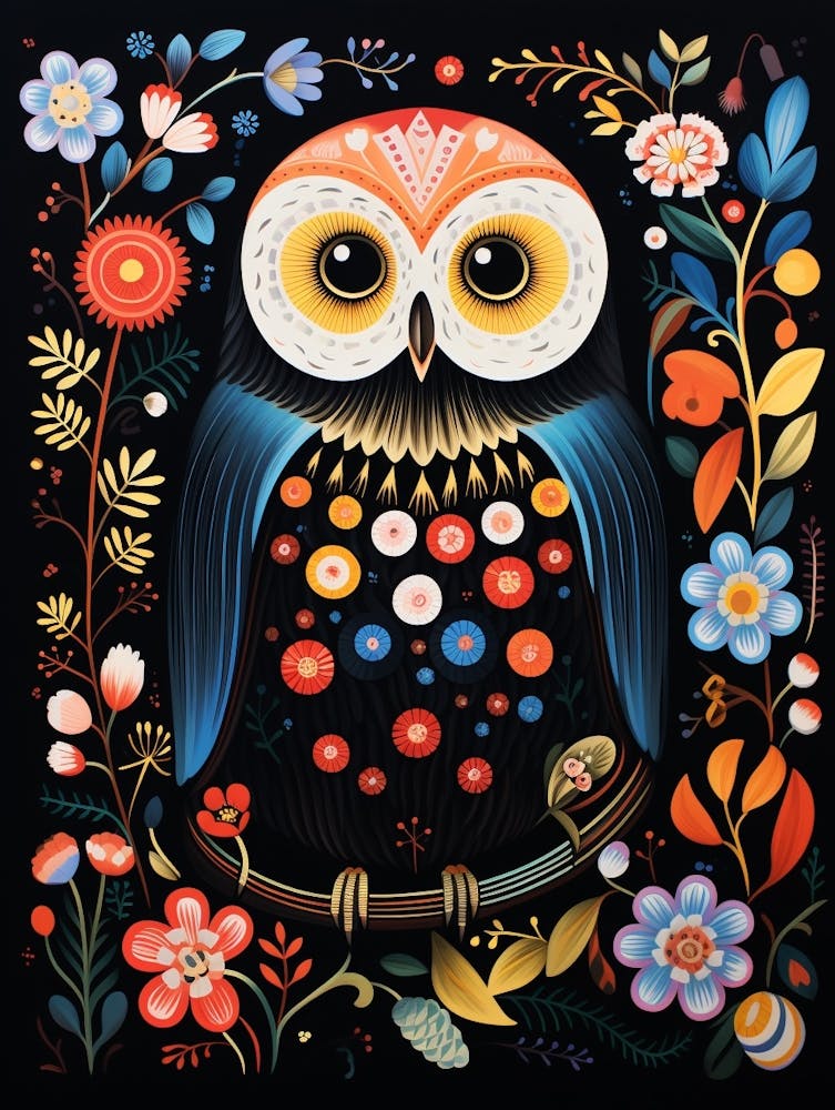 Folk Bird Illustration Snowy Owl 2