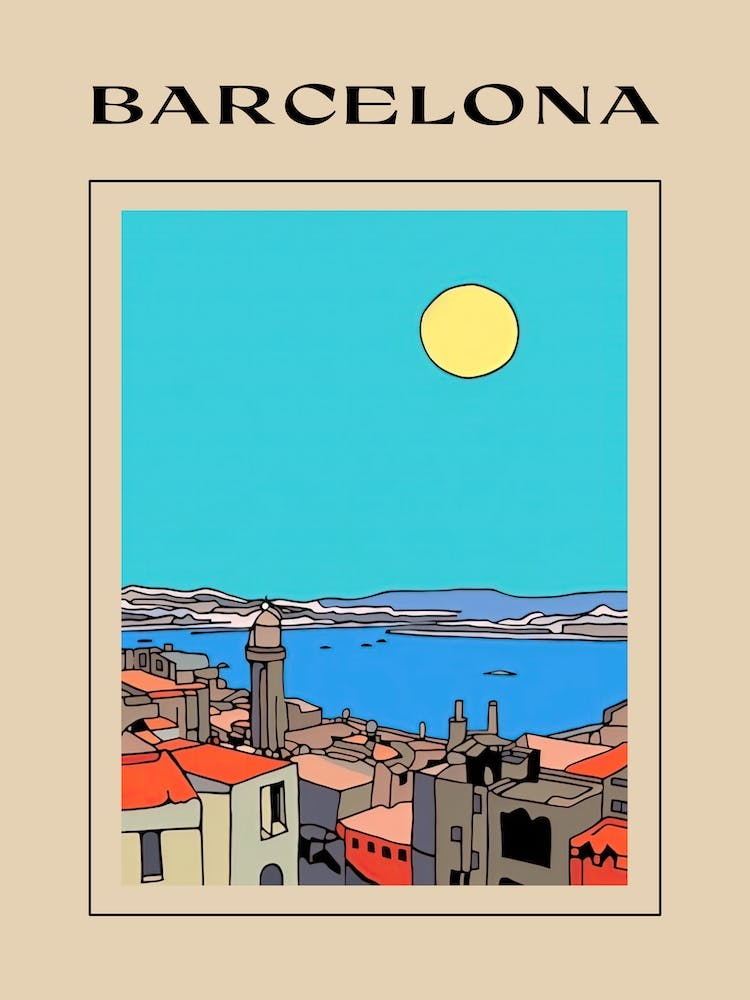 Minimal Design Style Of Barcelona, Spain 2 Poster