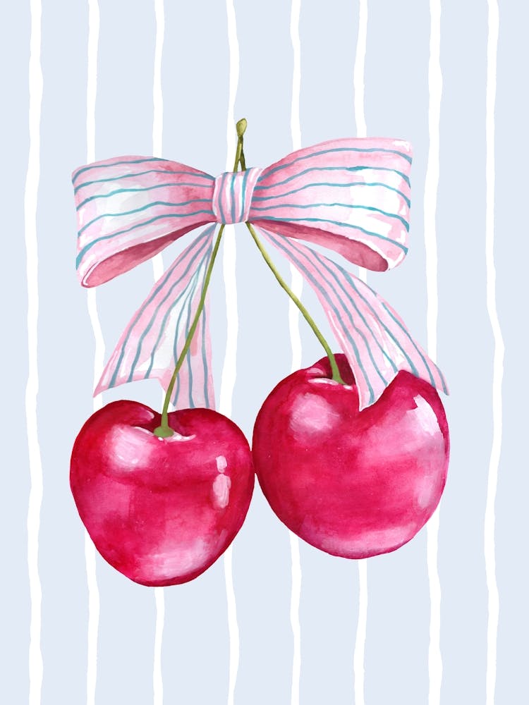 Pink Bow and Cherries